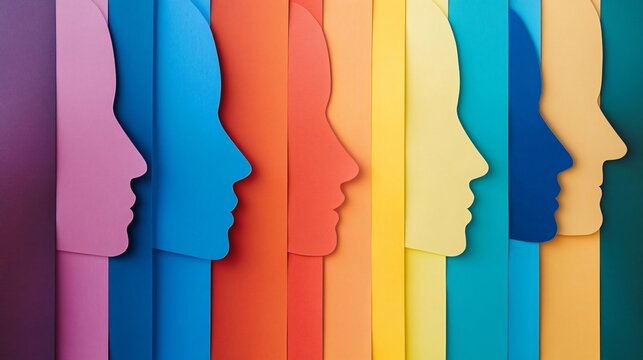 Diversity and Inclusion Concept - Paper SIlhouette Cut-Outs of Faces