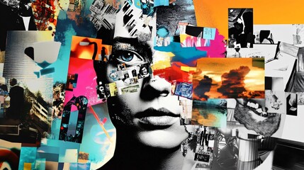 Mixed Media Colage with portraitand memories from the past