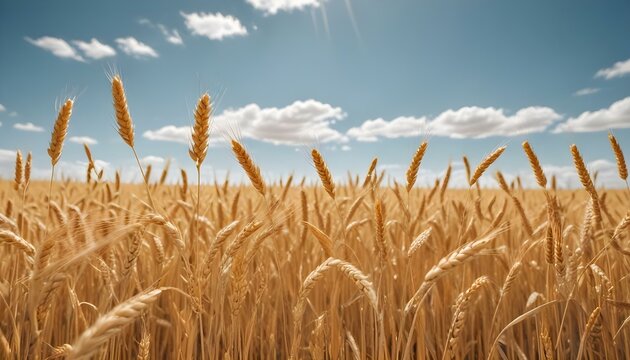 Un campo de trigo dorado o cebada meci&eacute;ndose con el viento bajo un cielo c&aacute;lido y brumoso