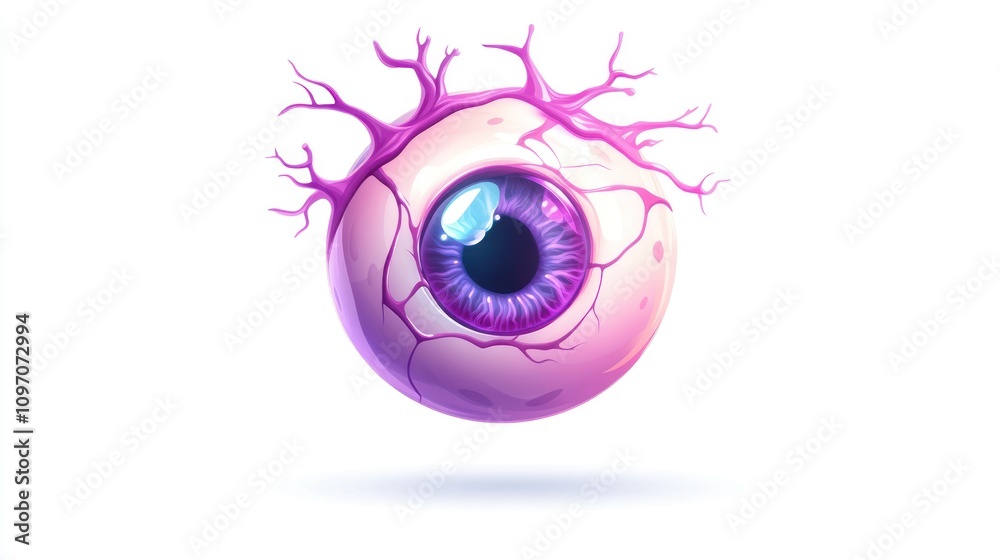 Aufkleber A surreal illustration of an eye with tree-like branches extending from it.