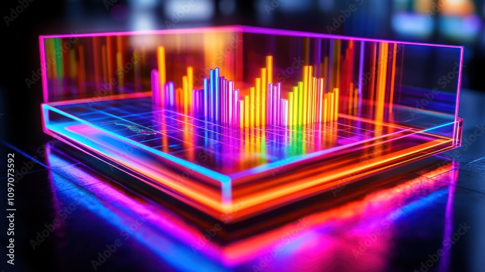 Aufkleber A vibrant 3D data visualization with colorful bars representing statistical information.