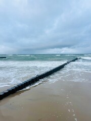 Natural seascape background, cloudy sea horizon