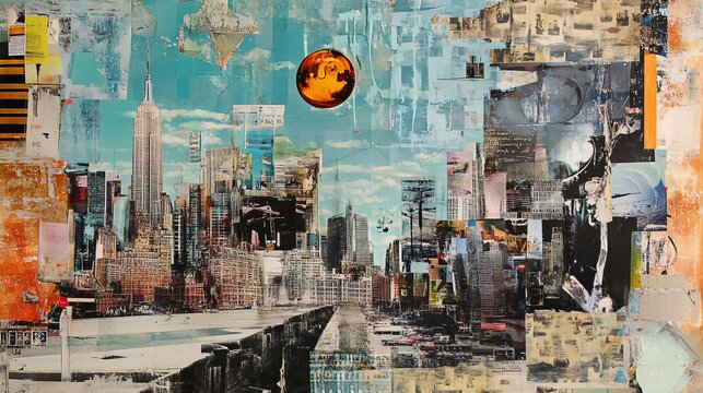 Urban Collage: A Mixed-Media Perspective of the Empire State Building and the New York City Skyline