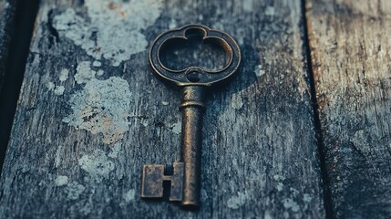 Vintage Key Isolated on White Background for Classic Design Projects