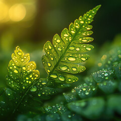 Dewdrops on Fern Leaves