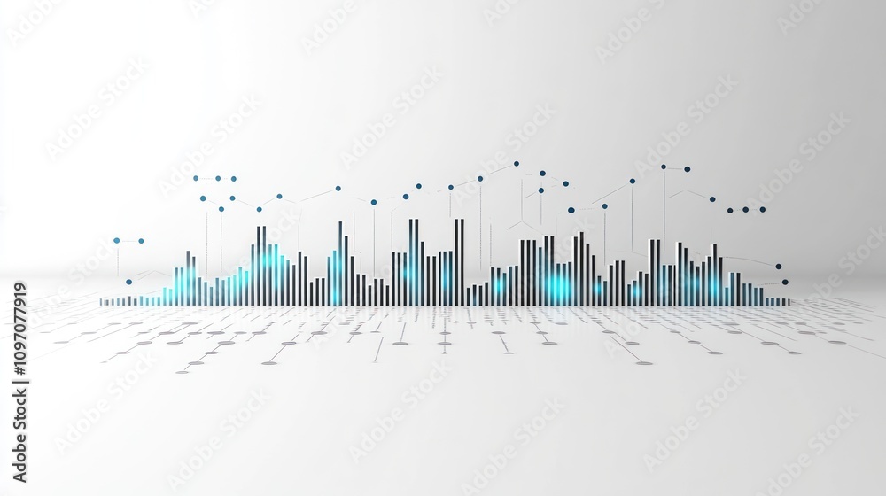 Aufkleber A digital representation of data visualizations with bars and connecting lines.