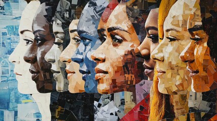 A Powerful Expression of Diversity and Sisterhood: Women's Portraits in a Mixed Media Collage