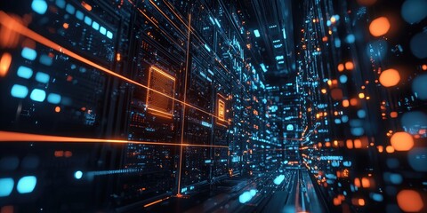 Obraz premium A visual representation of a secure digital network with encryption and firewall icons preventing cyber attacks and protecting user data.