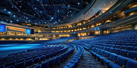 Fototapeta premium conference venues such as convention centers, hotels, or auditoriums, equipped with state-of-the-art facilities, staging areas, and technology infrastructure to host larg