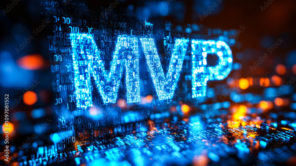 Poster digital matrix binary code mvp concept for minimum viable product innovation