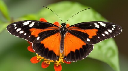 Fototapeta premium Vibrant Monarch Butterfly on Bright Colorful Flower