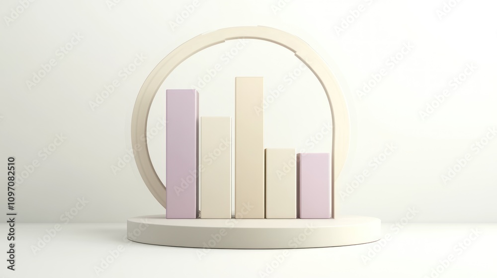 Aufkleber A minimalist bar chart display with pastel-colored bars in a circular frame.