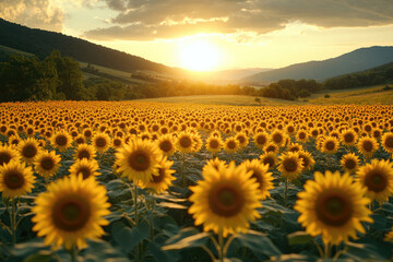 Fototapeta premium Sunflowers at Sunset