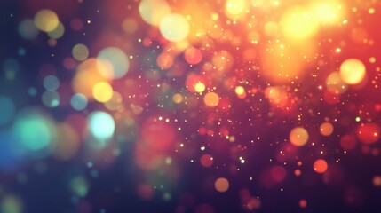 A vibrant abstract background with colorful bokeh lights creating a festive atmosphere.