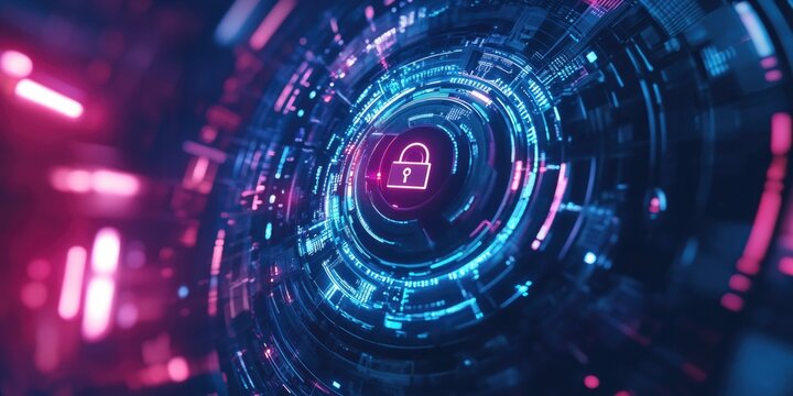 Blue Pink Lock Circular Icon