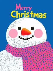 Christmas card, snowaman, children, Merry christmas, coloring book, xmas illustration