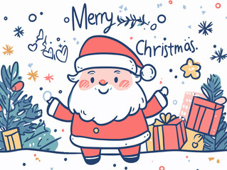 Christmas card,kids, santa claus, Merry christmas, coloring book, xmas illustration