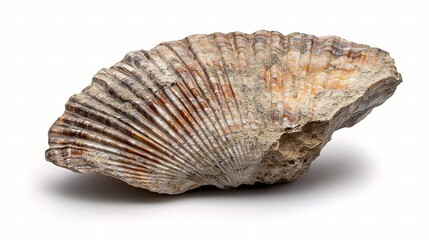 Isolated Fossil Shell on White Background for Nature and Science
