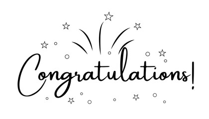 Hand drawn congratulations lettering vector illustration.
