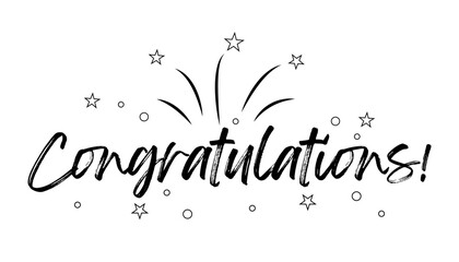 Hand drawn congratulations lettering vector illustration.