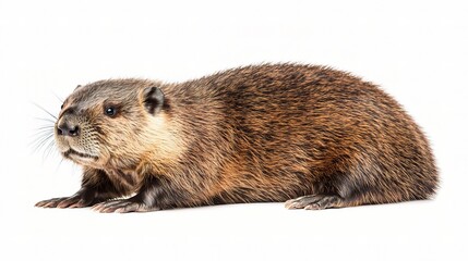 Isolated North American Beaver on White Background