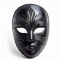 Elegant black mask for role play with cut-out eye design, isolated on white, perfect for intimate