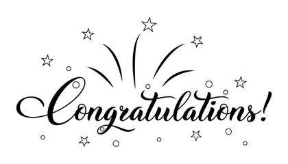 Hand drawn congratulations lettering vector illustration.