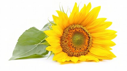 Obraz premium Bright Yellow Sunflower Isolated on a White Background