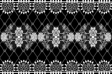 Seamless white lace pattern. Black background, illustration, water, curtain, fashion clothing.