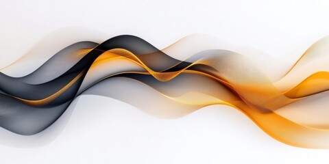 Abstract, curved lines in metallic gold and black against a soft white background