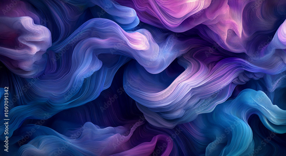 Poster Colorful abstract swirling patterns create a dreamy atmosphere in a modern design context