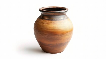 Handmade Pottery Vase on White Background with Isolated Design