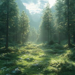 Obraz premium Sunlit Forest Path