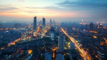A modern metropolis, illuminated by city lights, serves as the backdrop for a wireless network connection. The concept of urban connectivity seamlessly blends with the vibrant cityscape