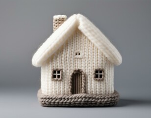 handmade wool white house isolated on solid background