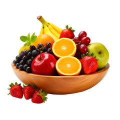 Colorful fruit bowl with various tropical fruits