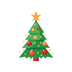 Christbaum Christmas Tree Vector - Elegant Decorative Design with Berries, Stars, and Festive Elements for Holiday Art