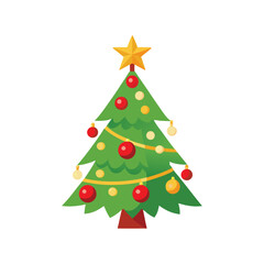 Christbaum Christmas Tree Vector - Elegant Decorative Design with Berries, Stars, and Festive Elements for Holiday Art