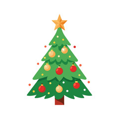 Christbaum Christmas Tree Vector - Elegant Decorative Design with Berries, Stars, and Festive Elements for Holiday Art