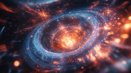 Obraz premium Theoretical AIpowered quantum experiment testing the limits of thermodynamics in a Type III civilization's energy grid visualized with advanced cosmic models
