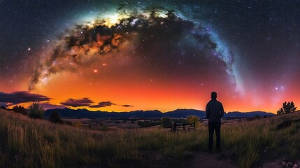 Fototapeta premium Milky way galaxy with vivid colors