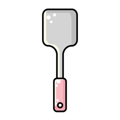 Cute vector icon of kawaii spatula, turner isolated on white background