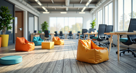 Innovative workspace featuring a kids' play area and lounge