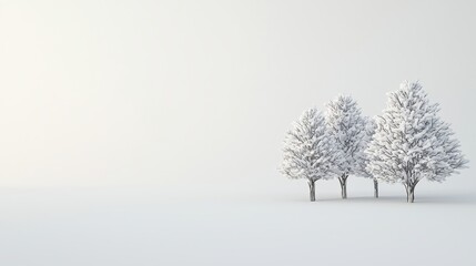 Fototapeta premium Winter wonderland snow-covered trees in a serene landscape nature photography minimalist environment calm viewpoint