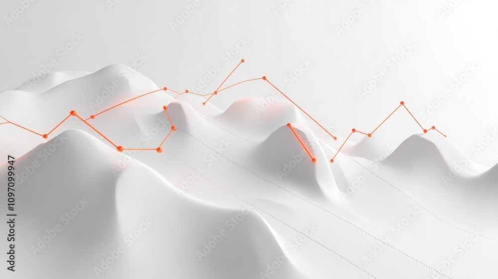 Aufkleber a minimalist 3d representation of data trends over a smooth, white landscape.