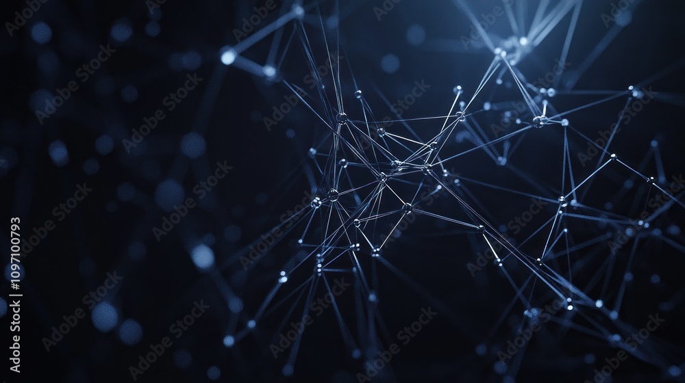 Leinwandbilder Abstract network of interconnected lines and nodes, representing data or technology concepts.
