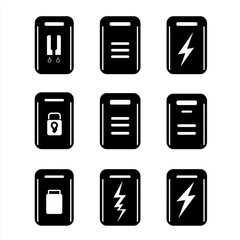 Energie und Ladezustände von Akkus, Batterien Symbolik


