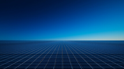 Futuristisches Raster unter einem klaren blauen Himmel

