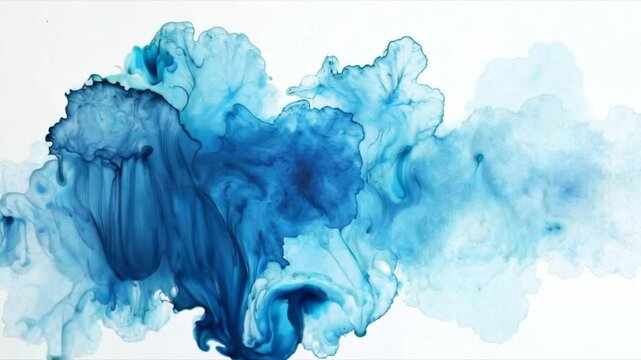 Watercolor Stain Blue Clouds Artistic Sky Splash in a Textured Painting Animation
