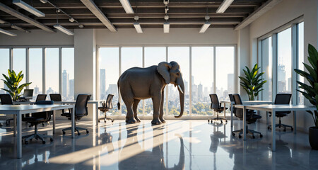 Humorous take on workplace dynamics: Elephant in office